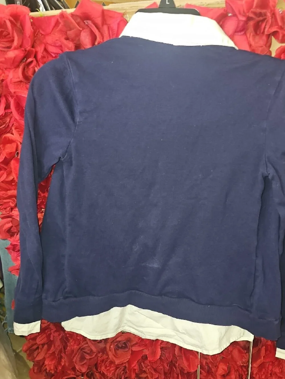 Justice Girls Navy Blue Cardigan w/ Attached Buttin Down Shirt Size 14